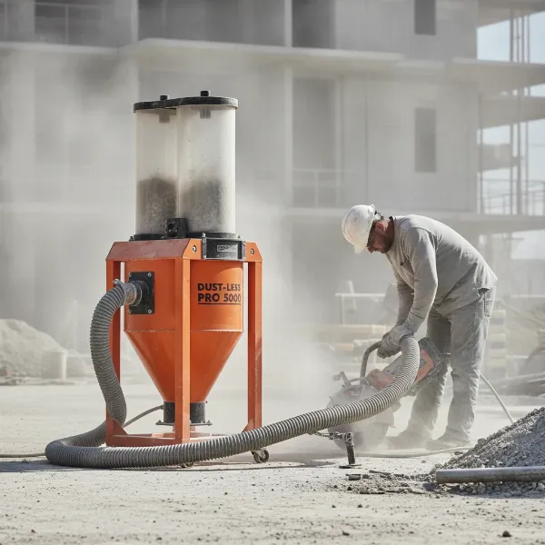 Heavy-duty dust extractor with advanced filtration system effectively managing construction site dust.