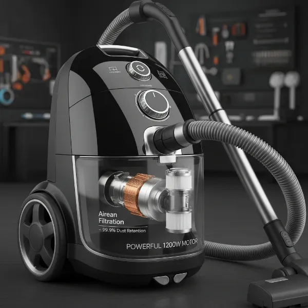 Miele Complete C3 canister vacuum showcasing its powerful motor and sealed filtration system.