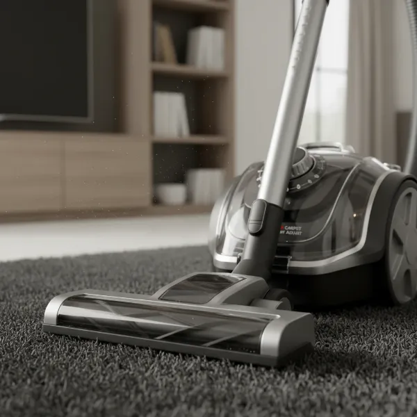 Vacuum cleaner demonstrating adjustable height settings for high pile carpets